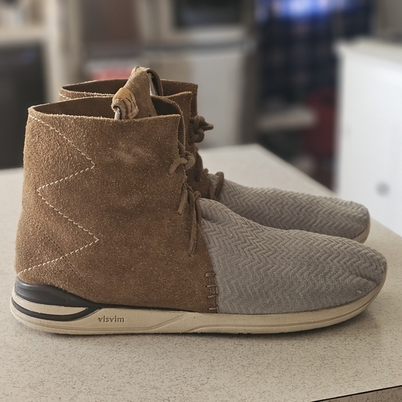 Visvim Huron Mesh Moc Hi-Folk Tan/Gray Men's Size 10.5. - Picture 4 of 8